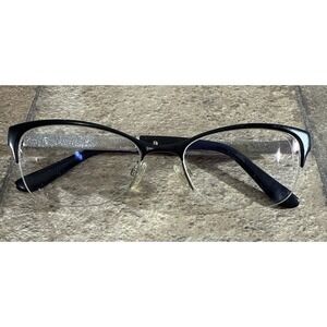 Jimmy Choo Eyeglasses Frame Only Half Rim Black Gold Sparkly Crystals 52-17-135